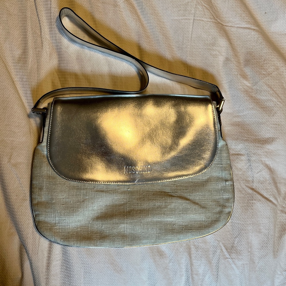 Moschino Vintage Metallic + Denim Purse